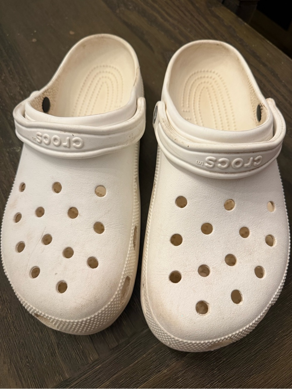 CROCS White Vented Clog with Heel Strap